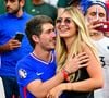 Le couple s'est uni à Nice

Dylan Deschamps et sa fiancée Mathilde Cappelaere dans les tribunes de la demi-finale du Championnat d'Europe de football (Euro 2024) entre l'Espagne et la France (2-1) à Munich, Allemagne, le 9 juillet 2024. © Bestimage