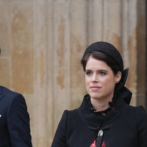 La princesse Beatrice d'York et son mari, Edoardo Mapelli Mozzi, La princesse Eugenie d'York et son mari Jack Brooksbank lors du service d'action de grâce en hommage au prince Philip, duc d'Edimbourg, à l'abbaye de Westminster à Londres, Royaume Uni, le 29 mars 2022. Le prince Philip, duc d'Edimbourg, est décédé le 9 avril 2021. © Julien Burton/Bestimage
