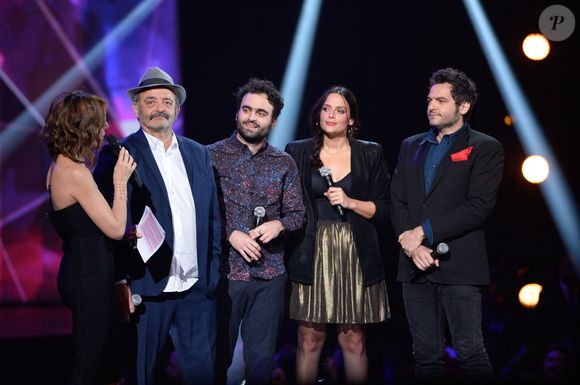 Louis, Matthieu, Joseph et Anna Chedid lors de la 31e cérémonie des Victoires de la Musique qui s'est tenue au Zénith de Paris, France, le 12 février 2016. Photo by ABACAPRESS.COM