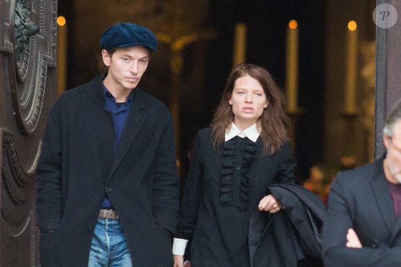 Raphael Haroche et sa femme Melanie Thierry assistent aux obsèques de Peter Lindbergh à l'église Saint-Sulpice à Paris, en France, le 24 septembre 2019. Photo by Nasser Berzane/ABACAPRESS.COM