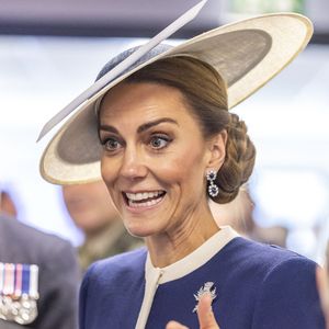 Le Prince de Galles et la Princesse de Galles, commanditaires du HMS Glasgow, assistent à la cérémonie de baptême du navire au chantier naval de BAE Systems à Scotstoun, Glasgow. 22 mai 2025. Photo by Andrew Barr/News Licensing/ABACAPRESS.COM