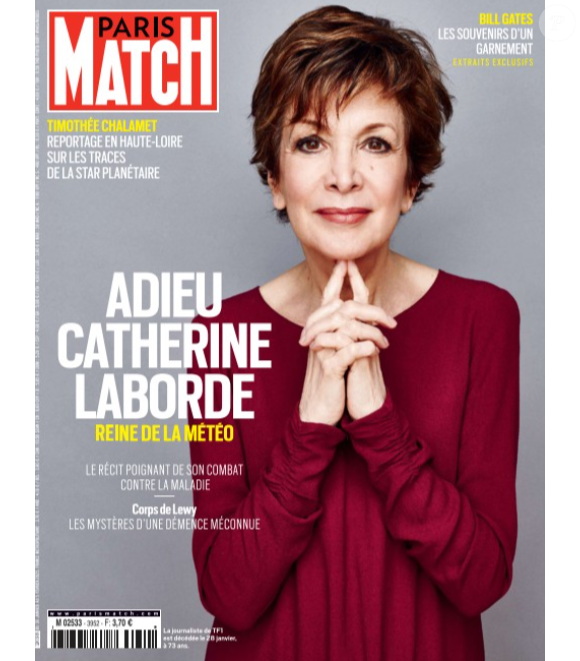 Catherine Laborde en couverture de "Paris Match", en kiosques jeudi 30 janvier 2025.