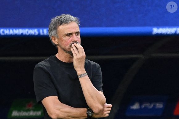 Luis Enrique, l'entraîneur du PSG lors de la finale de l'UEFA Champions League entre le Paris Saint-Germain et Arsenal à la Puskas Arena de Budapest, en Hongrie, le 30 mai 2026. Photo by Alexis Jumeau/ABACAPRESS.COM