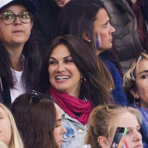Helena Noguerra - People dans les tribunes du match de Coupe du monde de rugby entre la France et l'Italie (60-7) à Lyon le 6 octobre 2023. © Cyril Moreau-Dominique Jacovides/Bestimage