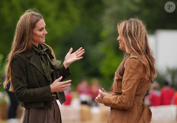 Kate Middleton et Melania Trump au parc de Frogmore à Windsor, dans le Berkshire, lors du deuxième jour de la deuxième visite d'État du président américain Donald Trump au Royaume-Uni. © PA Photo/ Bestimage