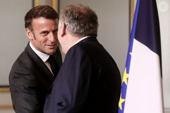 Le président français Emmanuel Macron et Francois Bayrou lors de la troisième session plénière du Conseil national de la refondation (CNR), au palais de l'Elysée, Paris, France, le 7 septembre 2023. © Stéphane Lemouton / Bestimage