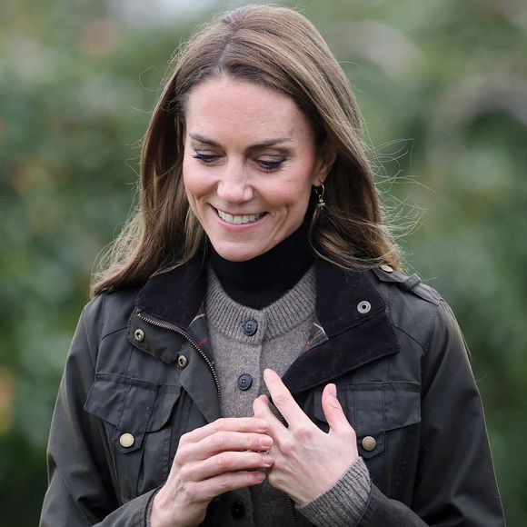 La princesse de Galles lors d'une visite à Long Meadow Cider à Portadown, Co Armagh, une exploitation familiale qui a évolué d'un producteur de pommes traditionnel à un producteur de cidres, jus et vinaigres artisanaux primés.mardi 14 octobre 2025. Photo by Chris Jackson/PA Wire/ABACAPRESS.COM