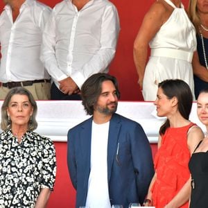 Tina Green, la princesse Caroline de Hanovre, Dimitri Rassam, son ex-femme Charlotte Casiraghi, la princesse Alexandra de Hanovre et son fiancé Ben-Sylvester Strautmann durant le Jumping International de Monaco, 16eme édition du Longines Global Champions Tour, le 1er juillet 2022. © Bruno Bebert / Bestimage