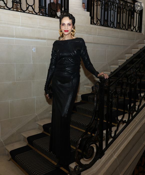 Exclusif - Farida Khelfa - Vernissage de l'exposition "Liaisons dangereuses & Métamorphoses" du créateur Elie Top à l'occasion de ses 10 ans de création chez Christie's à Paris le 27 janvier 2025. © Denis Guignebourg/BestImage