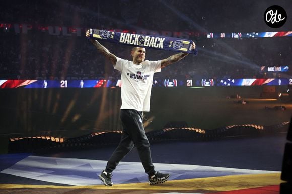 Lucas hernandez - Le PSG célèbre son titre de Champion d'Europe 2026 avec ses supporters au Parc des Princes à Paris le 31 mai 2026. 
©  Pool / Xavier Laine via PsnewZ / Bestimage