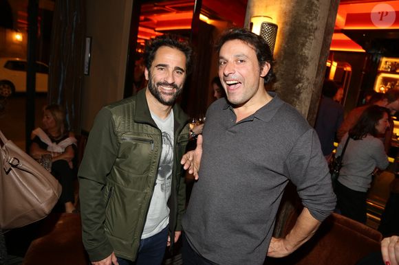 Florent Peyre et Bruno Salomone lors de l'After Party de "Un Profil Pour Deux" au restaurant La Belle Armée, a Paris, France, le 27 Mars 2017. Photo par Jerôme Domine/ABACAPRESS.COM