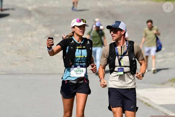Exclusif - Marine Lorphelin (Miss France 2013) participe et finit la course MCC, 40 kms et 2300m de dénivelé positif, en marge de l'Ultra Trail du Mont Blanc (UTMB) à Chamonix le 26 août 2024.
Son compagnon Stanislas Gruau l'a soutenu sur tout le parcours
© Romain Doucelin / Bestimage