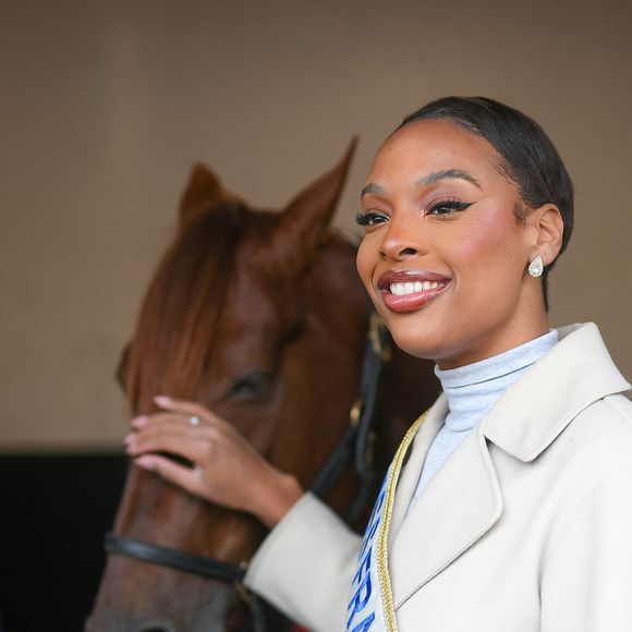 Angelique Angarni Filopon, Miss France 2025 presente a l Hippodrome Paris Vincennes pour remettre au vainqueur le Prix de France, Vincennes, France, on January 26, 2025.
26/01/2025-Paris, FRANCE. LIONEL URMAN  / BESTIMAGE
