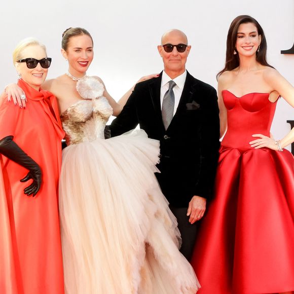 Meryl Streep, Anne Hathaway, Emily Blunt et Stanley Tucci retrouvent leurs personnages mythiques pour affronter les nouveaux défis de l'industrie de la mode et de la presse papier.

Meryl Streep, Stanley Tucci, Anne Hathaway et Emily Blunt à la première de "Le diable s'habille en Prada 2"

©Bestimage



Sur la photo : Meryl Streep, Emily Blunt, Stanley Tucci, Anne Hathaway