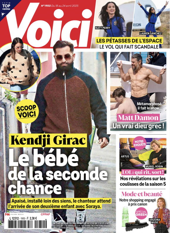 Le magazine "Voici" du 18 avril 2025 : il annonce que Kendi Girac attend un 2e enfant, Soraya est enceinte