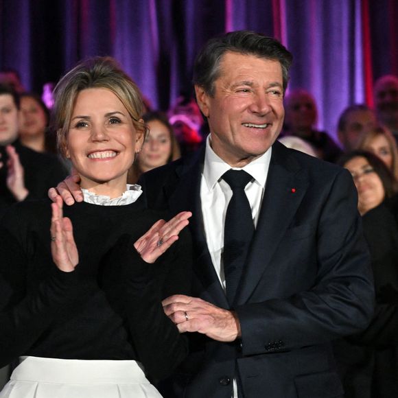 Christian Estrosi, le maire de Nice, accompagné de sa femme la journaliste et chroniqueuse de télé, Laura Tenoudji, a participé à la réunion de rentrée des Amis du Maire organisé dans la salle de spectacle du Palais de la Méditerranée à Nice, le 20 janvier 2023.
© Bruno Bebert/Bestimage