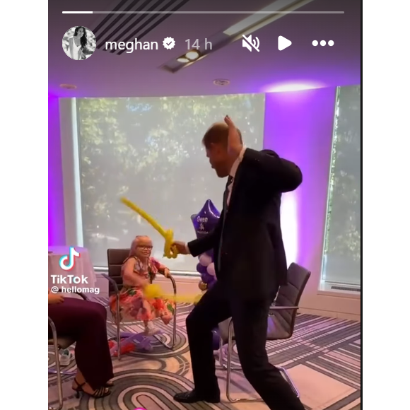 En republiant en story Instagram l'un des instants partagés par le prince avec un enfant malade

Meghan Markle a partagé une story dans laquelle on peut voir une vidéo du prince Harry s'amuser.