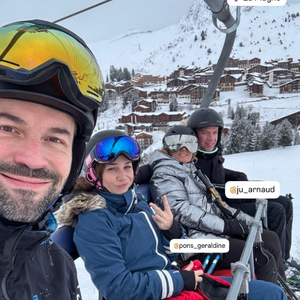 Nathalie Péchalat en bonne compagnie lors d'un week-end aux sports d'hiver.