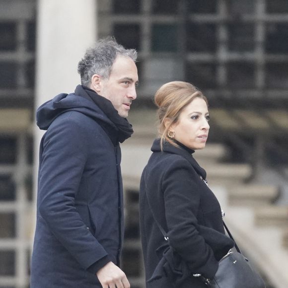 Léa Salame et Raphaël Glucksmann aux obsèques de Sébastien Demorand au dôme du crématorium du cimetière du Père-Lachaise à Paris, France, le 31 janvier 2020. Photo ABACAPRESS.COM