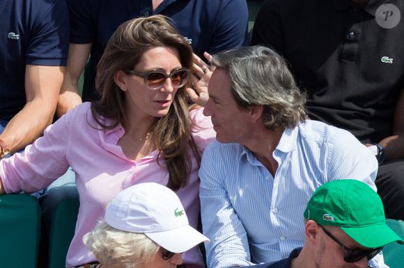 Anne-Claire Coudray et son petit ami Nicolas Vix dans les tribunes lors des Internationaux de France de tennis à Roland-Garros le 08 juin 2017 à Paris, France. Photo by Nasser Berzane/ABACAPRESS.COM
