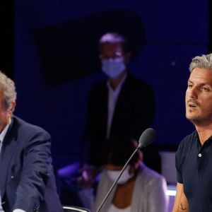 Jean-Jacques Bourdin, Jean-Baptiste Boursier - Conférence de presse de rentrée de BFMTV saison 2021/2022 à l'Altice Campus à Paris, France, le 25 août 2021. © Christophe Clovis/Bestimage