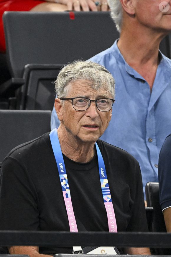 Bill Gates - Célébrités assistent aux épreuves de gymnastique lors des Jeux Olympiques de Paris 2024 (JO) au Palais omnisports Bercy Arena, à Paris, France, le 30 juillet 2024. © Jacovides-Perusseau/Bestimage