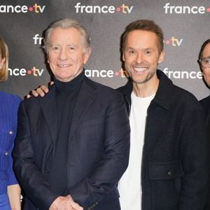 Maya Lauqué, William Leymergie, Damien Thévenot, Thierry Beccaro - Photocall à l'occasion des 40 ans de l'émission "Télématin" au siège de France Télévisions à Paris le 6 février 2025. © Coadic Guirec/Bestimage