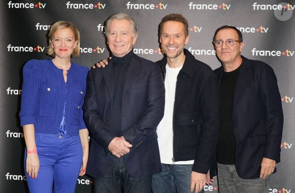 Maya Lauqué, William Leymergie, Damien Thévenot, Thierry Beccaro - Photocall à l'occasion des 40 ans de l'émission "Télématin" au siège de France Télévisions à Paris le 6 février 2025. © Coadic Guirec/Bestimage