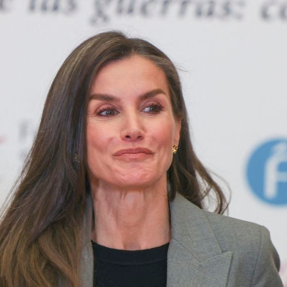 La reine d'Espagne Letizia lors de la cérémonie de clôture du Seminario Internacional de Lengua y Periodismo de la Fundación RAE y San Millan de la Cogolla à San Millan de la Cogolla (La Rioja) le mardi 17 décembre 2024. Photo by GTres/ABACAPRESS.COM