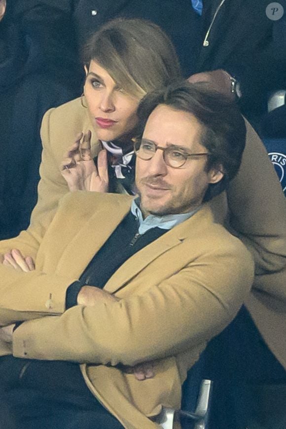 Ophelie Meunier et son mari Mathieu Vergne assistent au match de huitième de finale de l'UEFA Champions League entre le Paris Saint-Germain et le FC Bayern Munich au Parc des Princes le 14 février 2023 à Paris, France. Photo Laurent Zabulon/ABACAPRESS.COM