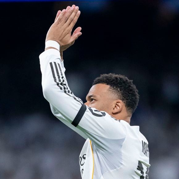 Kylian Mbappé du Real Madrid CF célèbre son but lors du match de la 7ème journée de la Ligue des Champions 2025/2026. 20 janvier 2026.  © PsnewZ/Bestimage