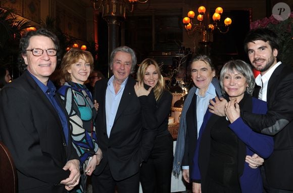 Francis Cabrel, Agnes Soral, Alain Delon, Mathilde Seigner, Serge Lama, sa femme Michèle (Michèle Chauvier) Michelle et leur fils Frederic à Paris le 11 février 2013.©Bestimage