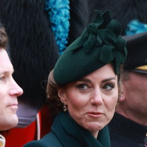 Catherine (Kate) Middleton, princesse de Galles, colonel des Irish Guards, visite le régiment lors du défilé de la Saint-Patrick à la caserne Wellington de Londres, Royaume Uni, le 17 mars 2025. © Ian Vogler/MirrorPix/Bestimage