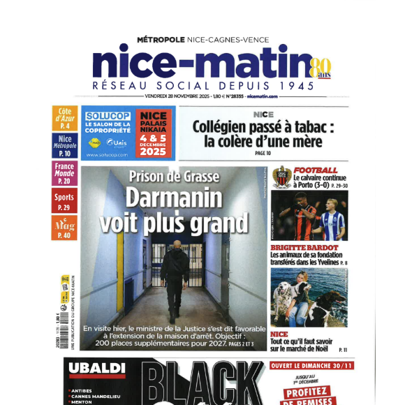 "Nice-matin" du 28 novembre 2025.
