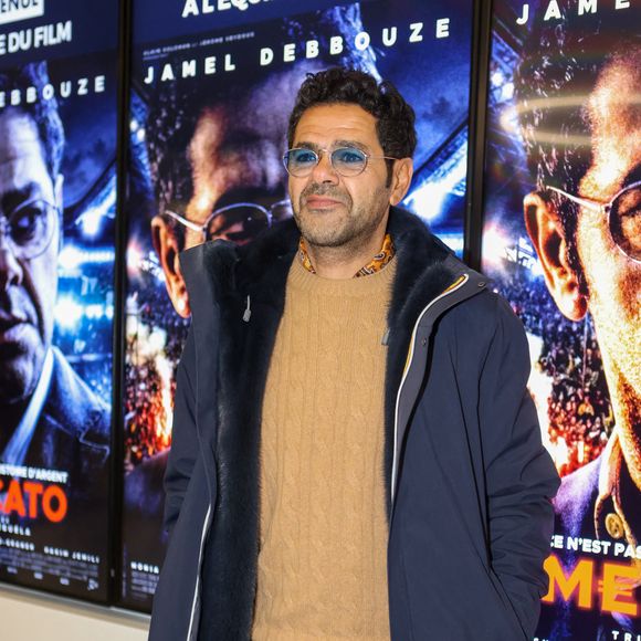 Exclusif - L'humoriste et acteur Jamel Debbouze au cinéma CGR-Villenave-d'Ornon en Gironde pour l'avant-première du film "Mercato" du réalisateur Tristan Séguéla, le 14 février 2025. ©Jean-Marc Lhomer/Bestimage.