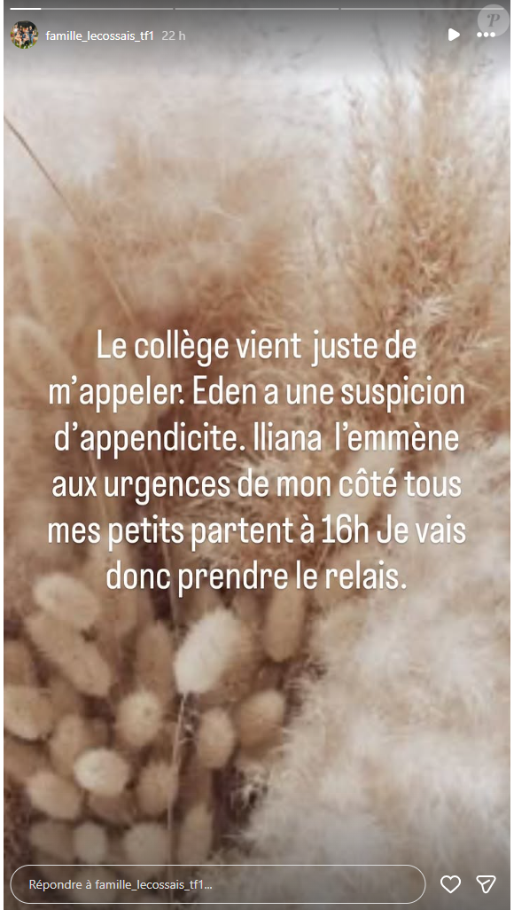 Eden, l'une des filles de la fratrie, âgée de 12 ans, a dû quitter le collège.

Le clan Lecossais de "Familles nombreuses" donne des nouvelles.
