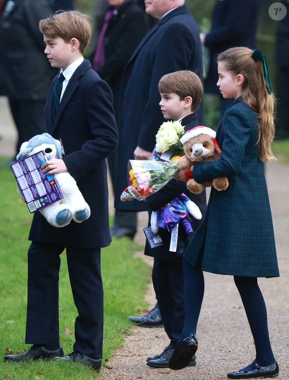 Prince Louis, Princesse Charlotte, Prince George - La famille royale britannique se rend à la messe de Noël à Sandringham le 25 décembre 2024.  Photo par Julien Burton / Bestimage