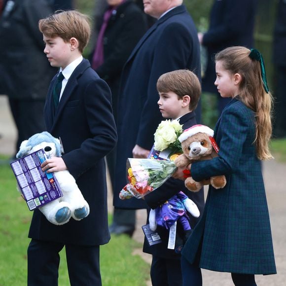 Prince Louis, Princesse Charlotte, Prince George - La famille royale britannique se rend à la messe de Noël à Sandringham le 25 décembre 2024.  Photo par Julien Burton / Bestimage
