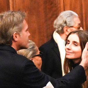 Le prince Emmanuel Philibert de Savoie, prince de Venise et de Piémont, duc de Savoie et Vittoria de Savoie, princesse de Carignan et marquise d'Ivrée réunis en mémoire du prince Victor-Emmanuel à la basilique de Superga le 1er février 2025 à Turin en Italie.  © Lucia Sabatelli/Bestimage