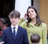 La maman de Raphaël Elmaleh semblait ravie. 
Charlotte Casiraghi et ses enfants Raphaël Elmaleh,  Balthazar Rassam - La famille princière monégasque dans la cour d'honneur du palais lors de la la fête nationale à Monaco. © Dominique Jacovides - Bruno Bebert / Bestimage