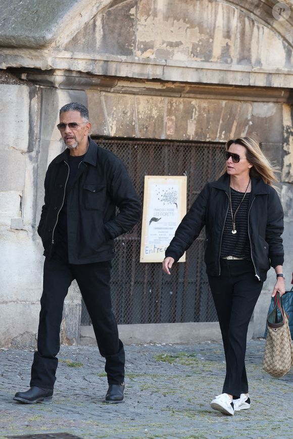 Roschdy Zem et sa compagne Sarah Poniatowski - Obsèques de Nathalie Baye en l'église Saint-Sulpice à Paris le 23 avril 2026. © Dominique Jacovides - Coadic Guirec / Bestimage