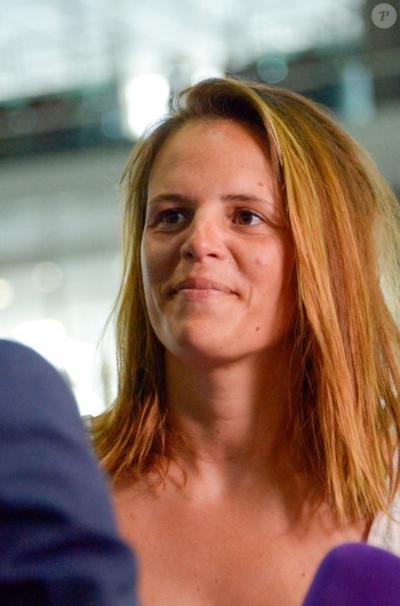 L'ancienne nageuse française Laure Manaudou assiste aux championnats de France de natation à Montpellier, France, le 3 avril 2016. Photo par Henri Szwarc/ABACAPRESS.COM