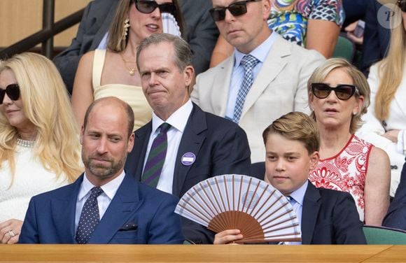 Le prince William, La princess Kate, le prince George et la princess Charlotte assistent à finale homme du tournoi de tennis de Wimbledon le 13 juillet 2025. Photo : GOFF  / BESTIMAGE