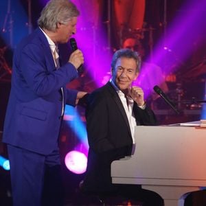 François Feldman et Patrick Sébastien - Enregistrement de l'émission "Les années bonheur" à Paris le 5 mars 2014, diffusée le 15 Mars. © Pedro Cabbreira Bestimage