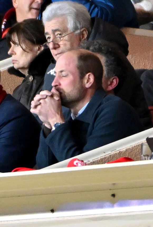 Le prince William, prince de Galles assiste en tribune à la 7ème journée de Ligue des Champions 2024/2025 opposant l'AS Monaco à Aston Villa au stade Louis II de Monaco, le 21 janvier 2025. © Bruno Bebert/Bestimage