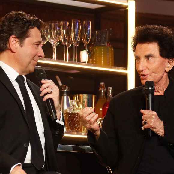 Exclusif - Laurent Gerra, Jack Lang lors de l'enregistrement de l'émission "Laurent Gerra, l'anniversaire événement" présentée par S.Bern et qui sera diffusée le 7 juin 2025 sur France 2, au théâtre Marigny, à Paris, France, le 28 avril 2025. © Clovis-Moreau/Bestimage