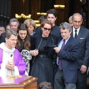Cendrine Dominguez, Jean-Louis Borloo et Robert Namias - Sorties des obsèques de Patrice Dominguez en la basilique Sainte Clotilde à Paris. Le 16 avril 2015
© Jacovides - Clovis / Bestimage