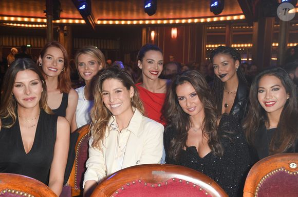 Exclusif - Maëva Coucke (Miss France 2018), Sylvie Tellier, Marine Lorphelin (Miss France 2013), Alicia Aylies (Miss France 2017), Camille Cerf (Miss France 2015), Laury Thilleman (Miss France 2011), Malika Ménard (Miss France 2010), Vaimalama Chaves (Miss France 2019) - Participation exceptionnelle de Iris Mittenaere dans la revue Spectacle "Fashion Freak Show" aux Folies Bergère à Paris le 13février 2019. Iris a pris goût au spectacle. L'ancienne Miss Univers, finaliste de Danse avec les stars sur TF1 participe au Fashion Freak Show de Jean-Paul Gaultier, ce spectacle décalé mêlant danse, chant, comédie, et retraçant la vie du couturier à travers 50 ans de pop culture. Elle succède ainsi à l'effeuilleuse Dita Von Teese pour sept représentations aux Folies Bergère à Paris, du 12 au 17 février.  © Coadic Guirec/Bestimage