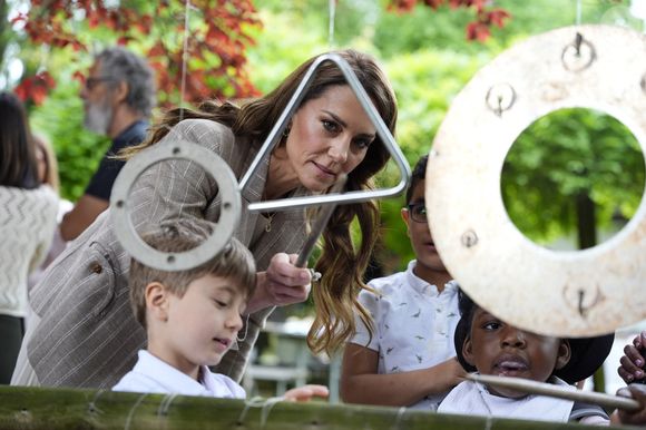 Catherine (Kate) Middleton, princesse de Galles, visite l'école maternelle Salvador Allende à Reggio Emilia (Italie), lors de son voyage consacré à la petite enfance, le 14 mai 2026.
© GOFF / Bestimage