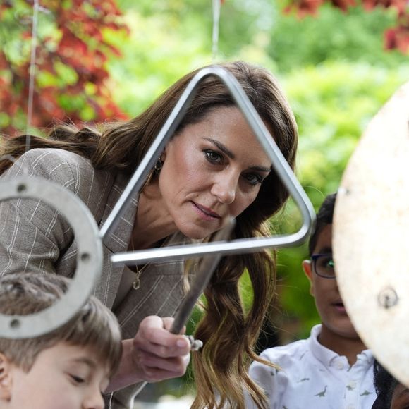 Catherine (Kate) Middleton, princesse de Galles, visite l'école maternelle Salvador Allende à Reggio Emilia (Italie), lors de son voyage consacré à la petite enfance, le 14 mai 2026.
© GOFF / Bestimage